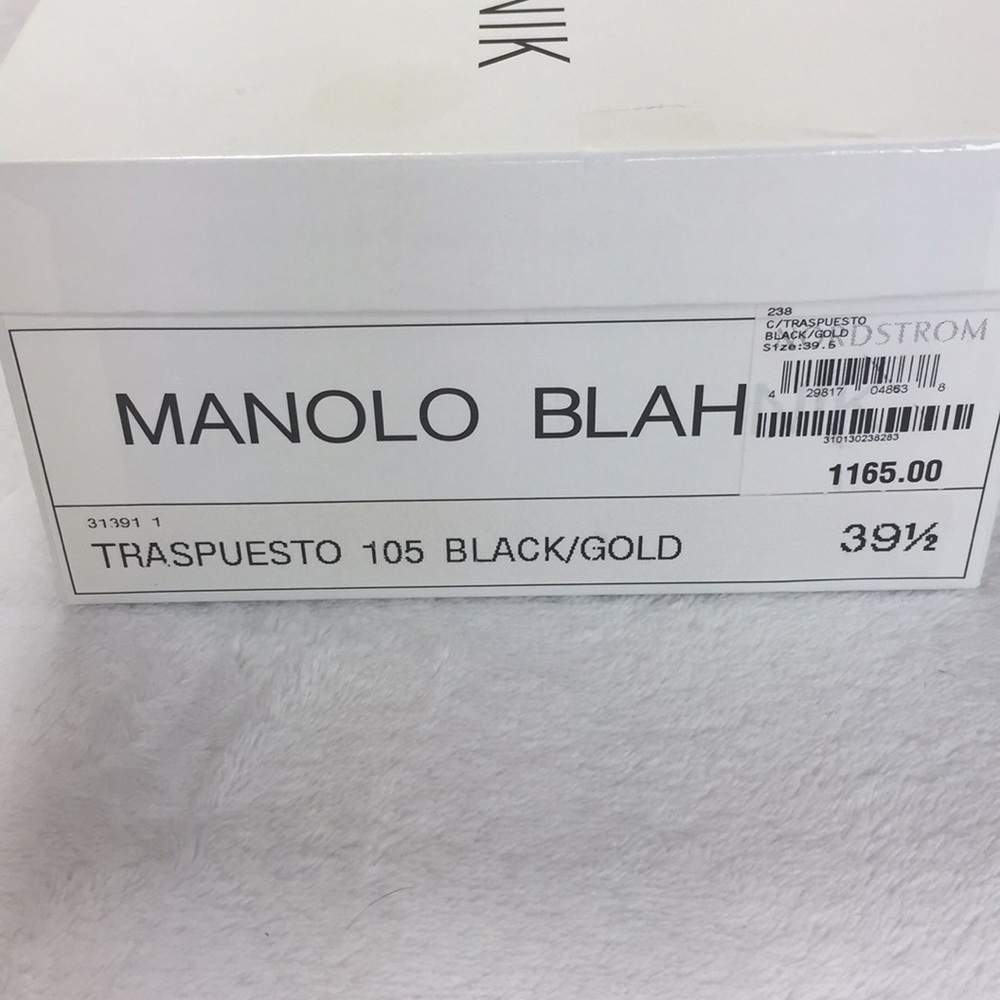 Manolo Blahnik black high heels stilettos beautiful intricate gold trim - Picture 8 of 8